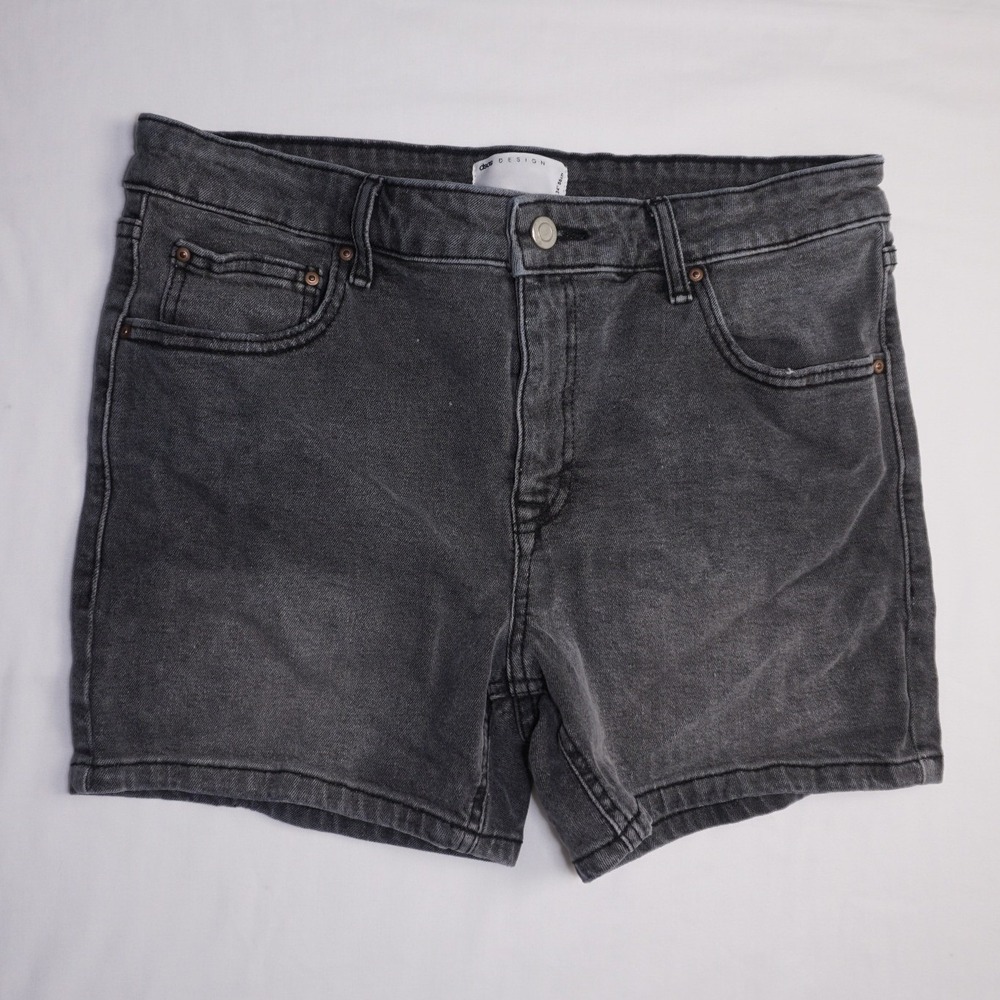 ASOS DESIGN 34 Gray Denim Shorts Acid Wash Slim Fit